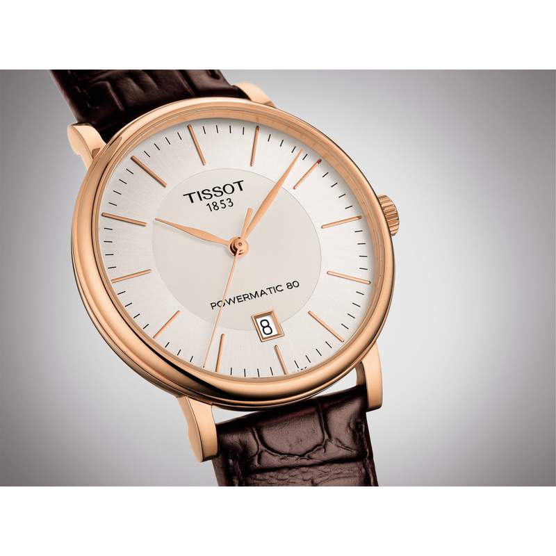 Montre Tissot homme automatique acier cuir marron - vue D2