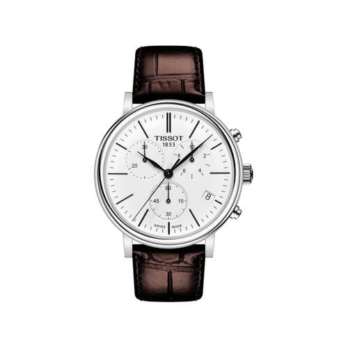 Tissot men's chronograph steel brown leather watch