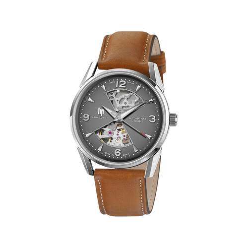 Montre Lip mixte acier cuir marron