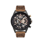 Montre AVI-8 homme chronographe acier noir cuir - vue 1