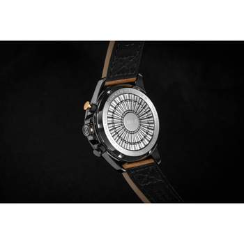 AVI-8 men's chronograph steel black leather watch
