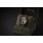 Montre AVI-8 homme chronographe acier noir cuir - vue D2