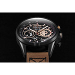 Montre AVI-8 homme chronographe acier noir cuir - vue D4