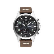 Montre AVI-8 homme chronographe acier cuir marron