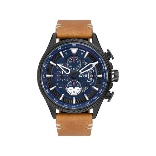 AVI-8 heren chronograaf stalen horloge bruin leer
