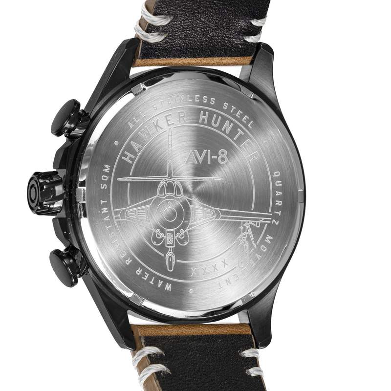 Montre AVI-8 homme chronographe acier cuir marron - vue 3