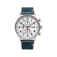 Montre AVI-8 homme chronographe acier cuir bleu