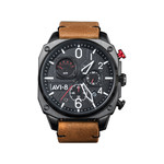 Montre AVI-8 homme chronographe acier noir cuir - vue 1