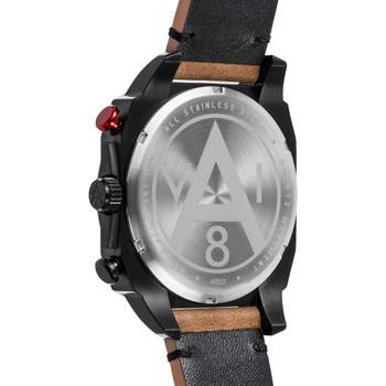 AVI-8 men's chronograph steel black leather watch