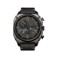 Montre AVI-8 homme chronographe acier noir cuir
