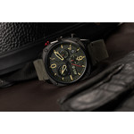 Montre AVI-8 homme chronographe acier noir cuir - vue D4