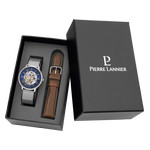 Coffret montre Pierre Lannier homme automatique acier cuir - vue 1