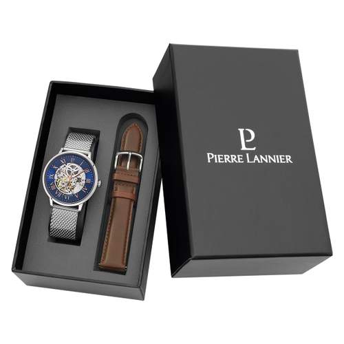 Coffret montre Pierre Lannier homme automatique acier cuir