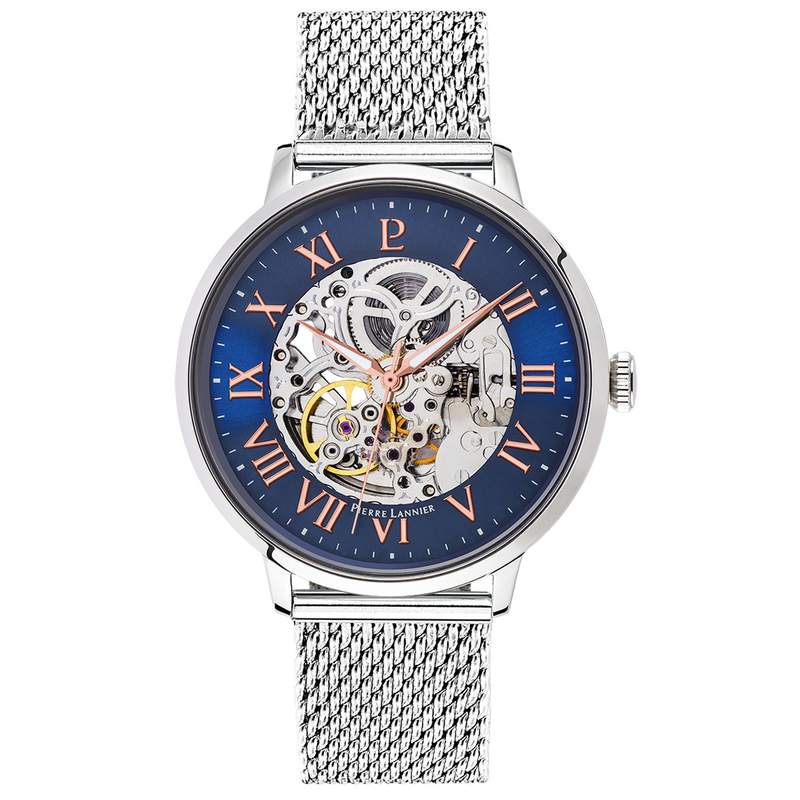Coffret montre Pierre Lannier homme automatique acier cuir - vue D1