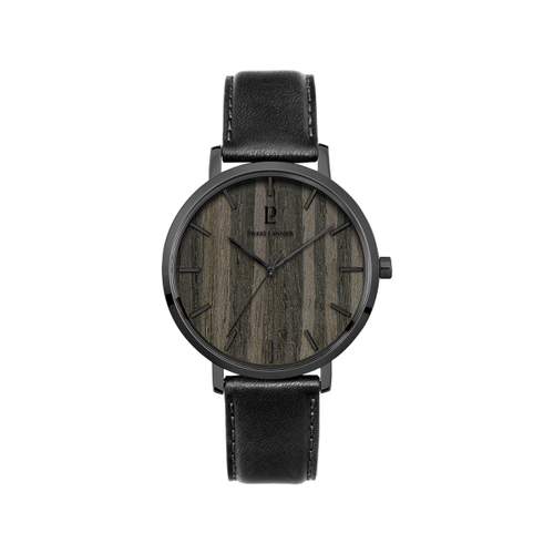 Pierre Lannier herenhorloge van grijs staal zwart leer