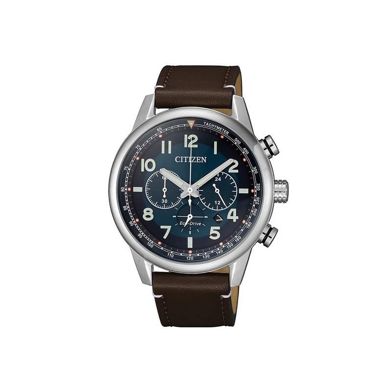 Montre Citizen homme chronographe acier cuir - vue 1