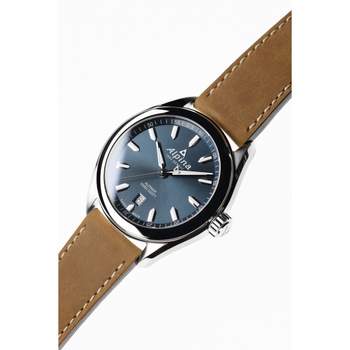Alpina-herenhorloge van staal met bruin leer