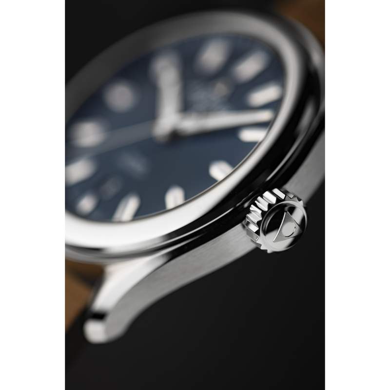 Montre Alpina homme acier cuir marron - vue D1