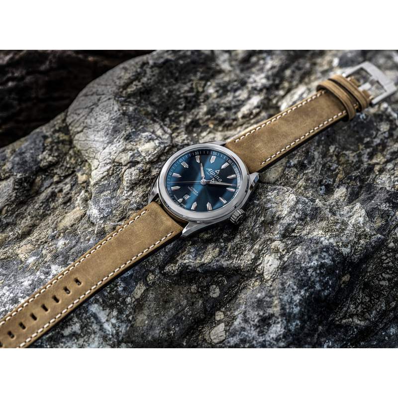 Montre Alpina homme acier cuir marron - vue D4