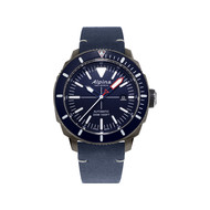 Coffret montre Alpina homme acier cuir bleu