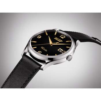 Tissot herenhorloge van kwartsstaal zwart leer