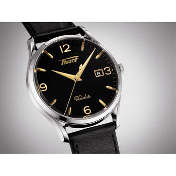 Tissot herenhorloge van kwartsstaal zwart leer