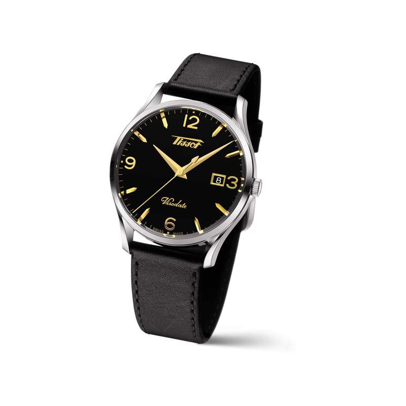 Montre Tissot homme quartz acier cuir noir - vue D2
