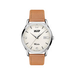 Montre Tissot homme acier cuir marron - vue 1