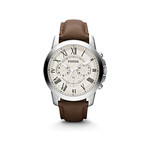 Montre Fossil homme acier cuir marron - vue 1