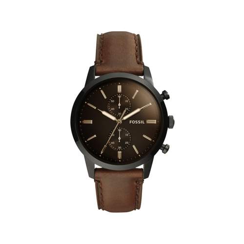 Montre Fossil homme chronographe acier noir cuir