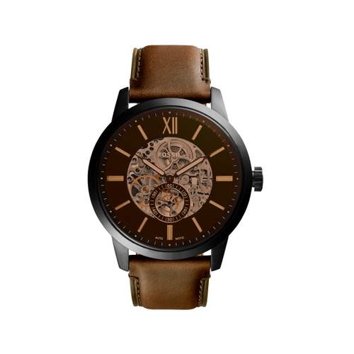 Montre Fossil homme automatique acier cuir marron