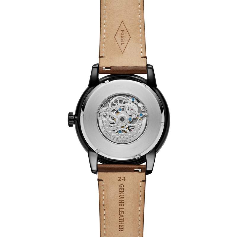 Montre Fossil homme automatique acier cuir marron - vue 3