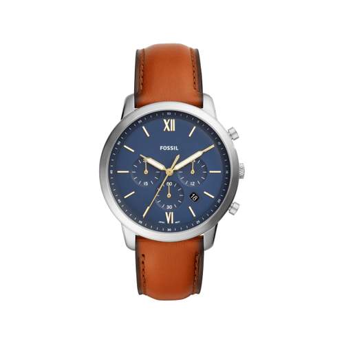 Montre Fossil homme chronographe acier cuir marron