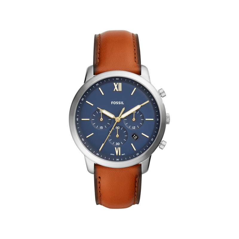 Montre Fossil homme chronographe acier cuir marron - vue 1