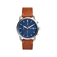 Montre Fossil homme chronographe acier cuir marron