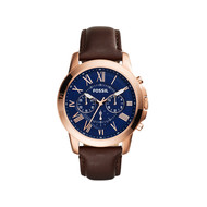 Montre Fossil homme chronographe acier cuir marron