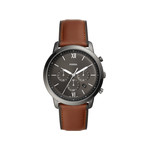 Montre Fossil Grant homme chronographe acier cuir marron - vue 1