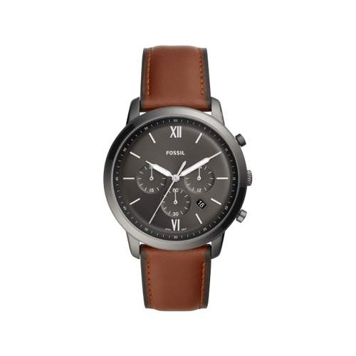 Fossil Grant men's chronograph steel brown leather watch