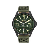 Montre AVI-8 homme acier cuir vert