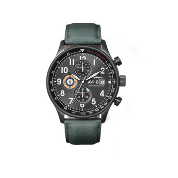 Montre AVI-8 homme chronographe acier cuir vert