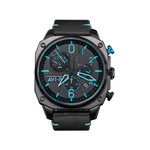 Montre AVI-8 homme chronographe acier noir cuir - vue 1