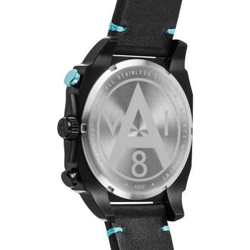 AVI-8 men's chronograph steel black leather watch