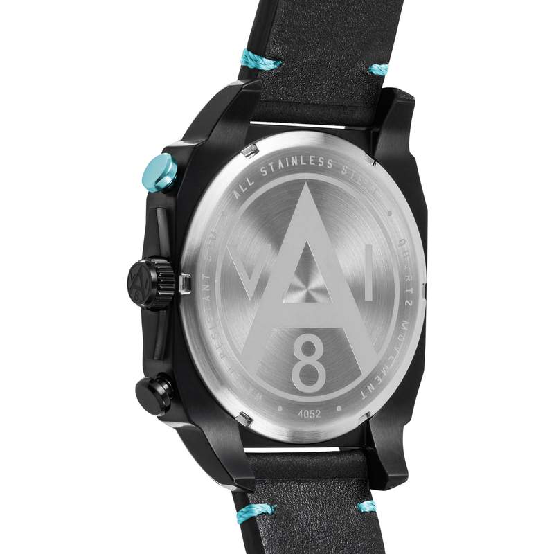 Montre AVI-8 homme chronographe acier noir cuir - vue 3