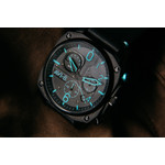 Montre AVI-8 homme chronographe acier noir cuir - vue D1
