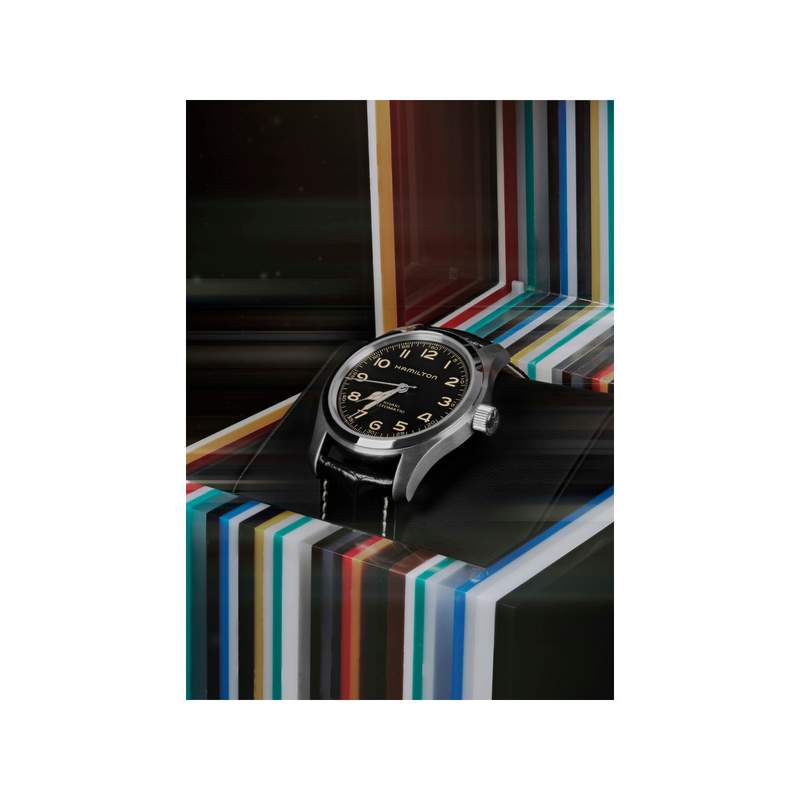 Montre Hamilton khaki field homme acier cuir - vue D4