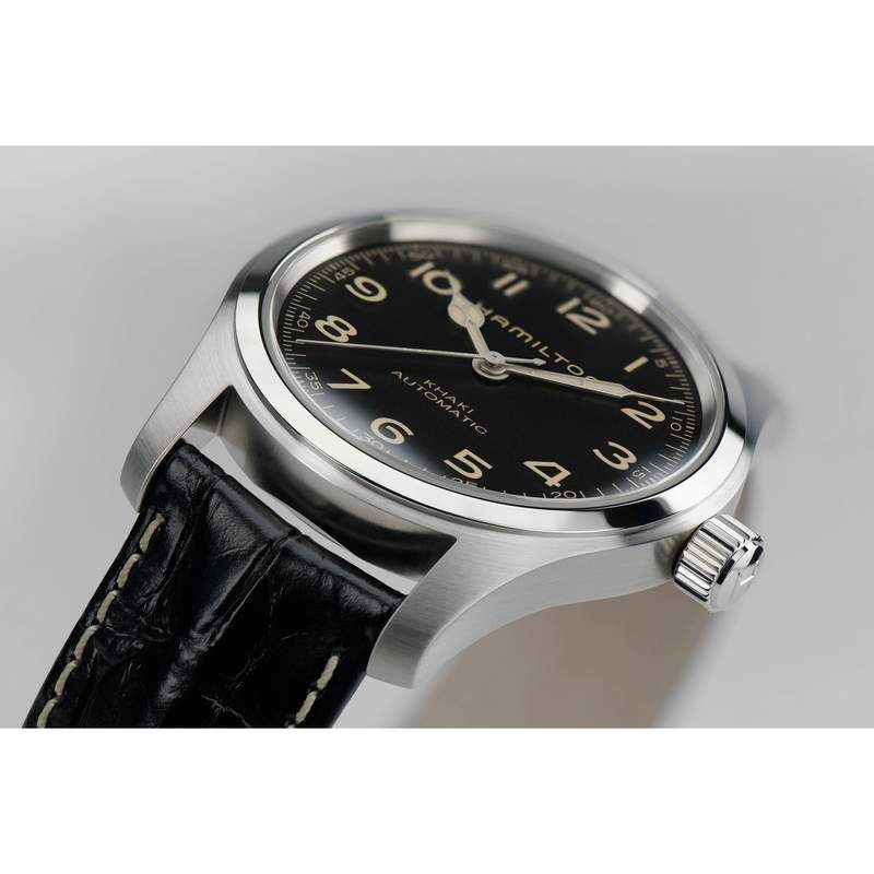 Montre Hamilton khaki field homme acier cuir - vue D7
