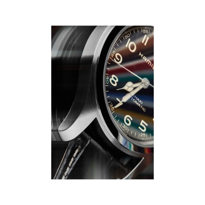 Montre Hamilton khaki field homme acier cuir - vue D8