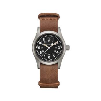 Hamilton Khaki Field mechanisch horloge van staal met leren band