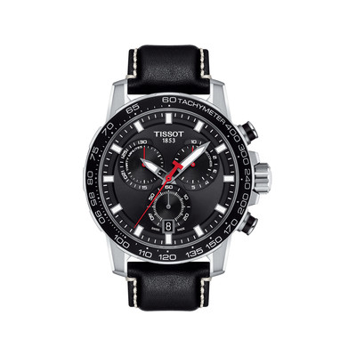 Montre Tissot homme chronographe  acier cuir noir