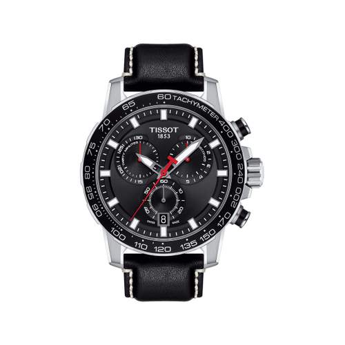 Montre Tissot homme chronographe  acier cuir noir